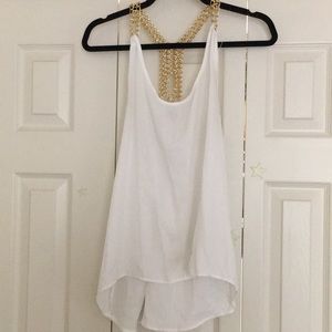 White tank with gold colored chain straps